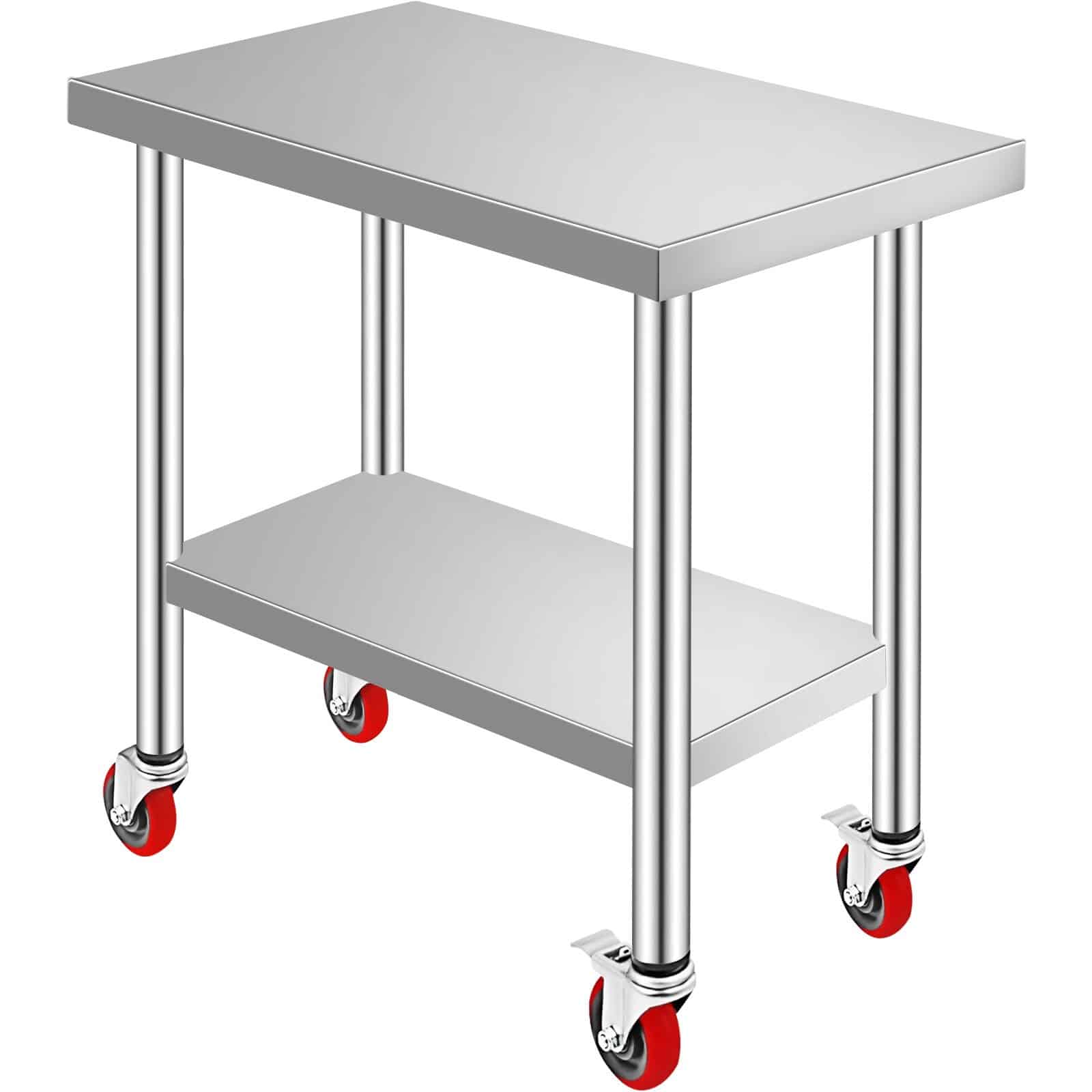 VEVOR Stainless Steel Work Table 76x46x86cm, 317kg Load, 3 Height Levels, 4 Wheels, Heavy-Duty Prep Table for Commercial Kitchen – Paveikslėlis 10