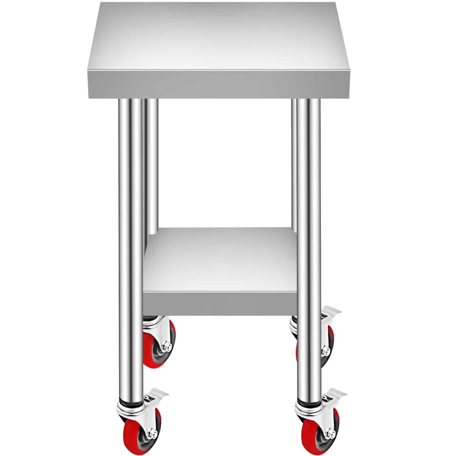 VEVOR Stainless Steel Work Table 76x46x86cm, 317kg Load, 3 Height Levels, 4 Wheels, Heavy-Duty Prep Table for Commercial Kitchen – Paveikslėlis 11