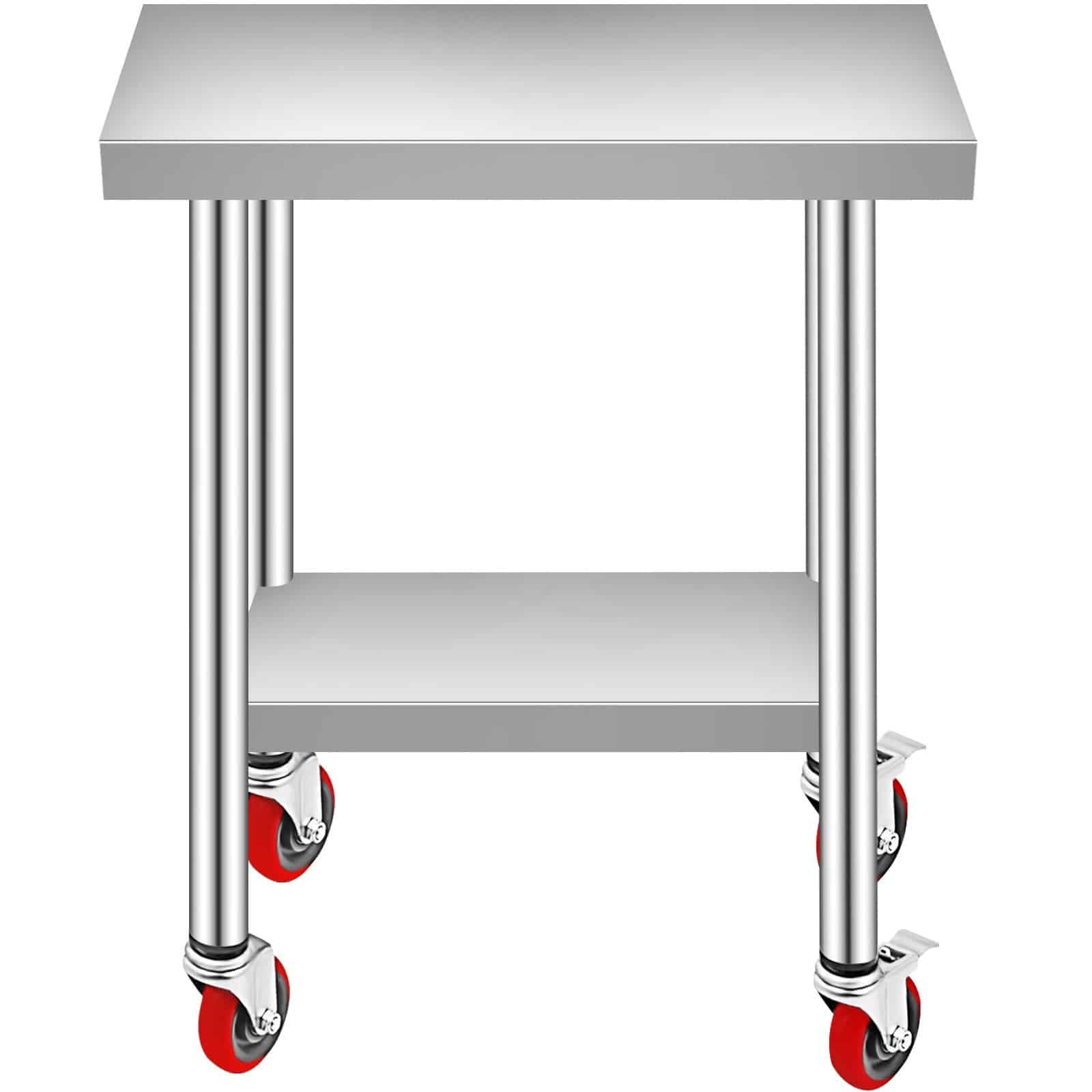VEVOR Stainless Steel Work Table 76x46x86cm, 317kg Load, 3 Height Levels, 4 Wheels, Heavy-Duty Prep Table for Commercial Kitchen – Paveikslėlis 12
