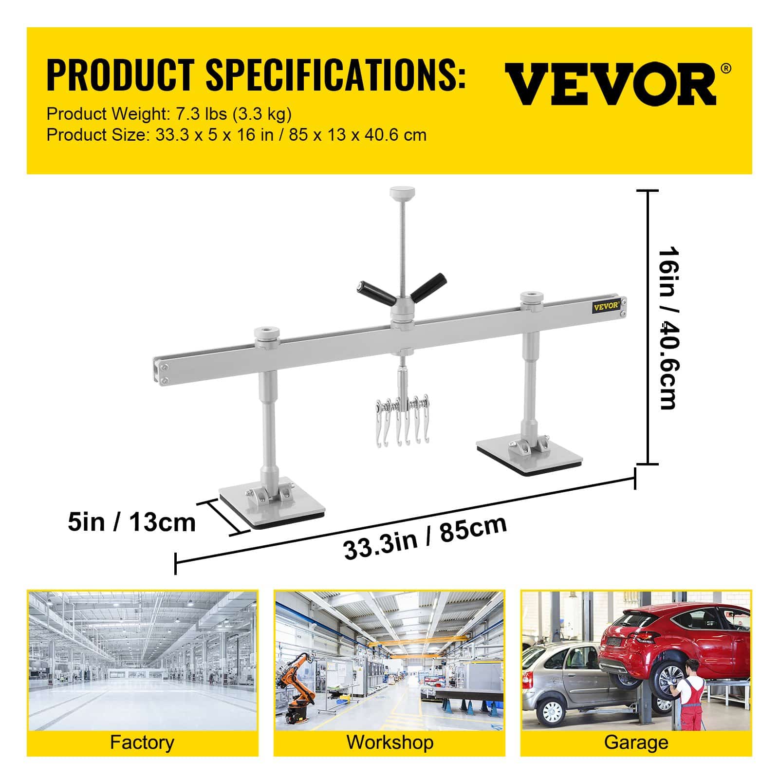 VEVOR 85cm Car Dent Puller Lever Kit with 6 Claw Hooks, Paintless Auto Body Dent Removal Tool for Hail Damage & Door Dings — изображение 7