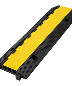 VEVOR Heavy Duty 3-Channel Rubber Cable Protector Ramp 103x30x5.5 cm, 10 Ton Capacity, Driveway Speed Bump Cord Cover