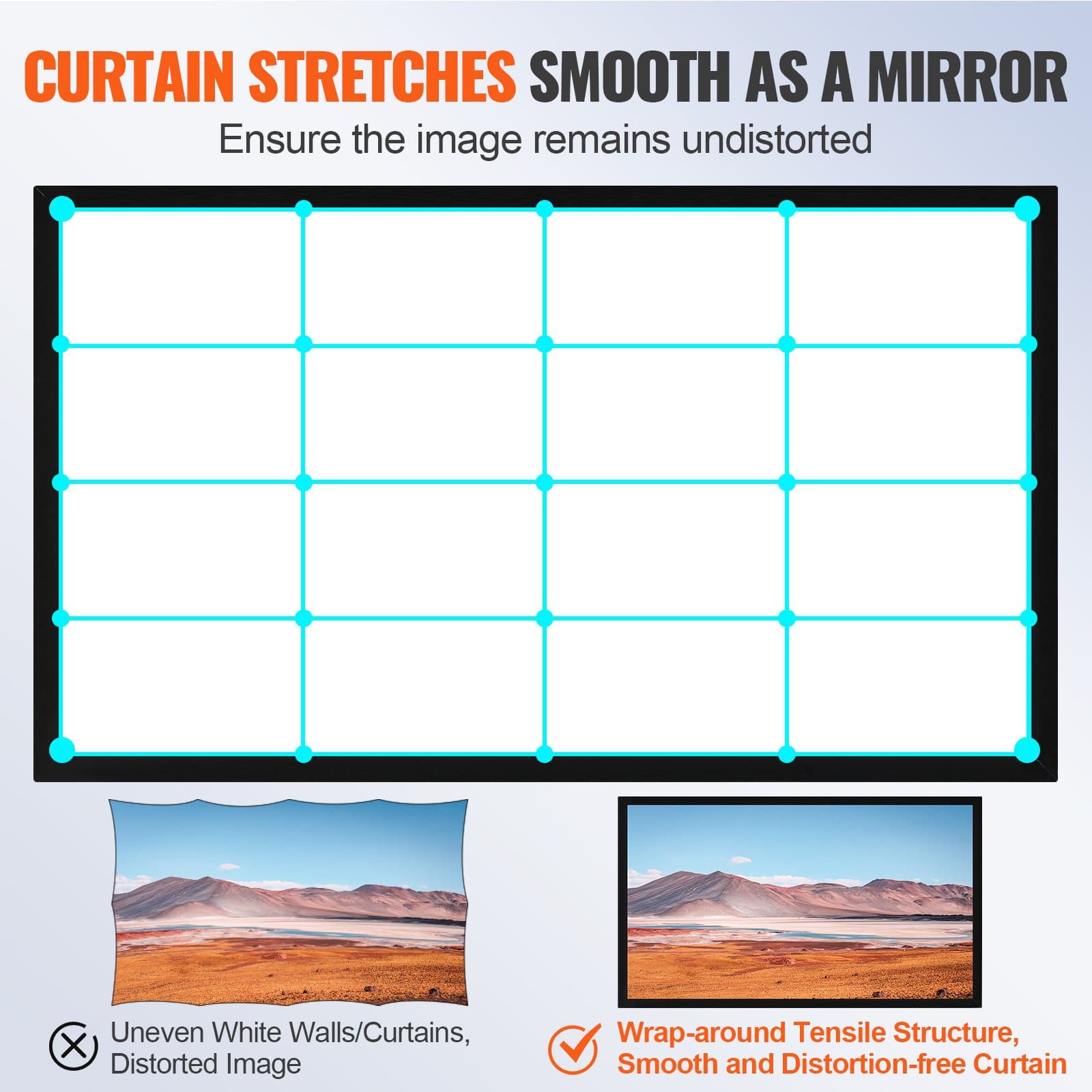 VEVOR 120" 16:9 Fixed Frame 4K HD Projection Screen with 160° Viewing Angle for Home Theater & Outdoor Use - Image 4