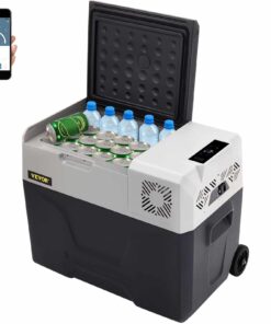 VEVOR 30L Portable Car Refrigerator Freezer with Wheels, -20°C to 20°C, 12/24V DC & 100–240V AC, Bluetooth, Camping Cooler