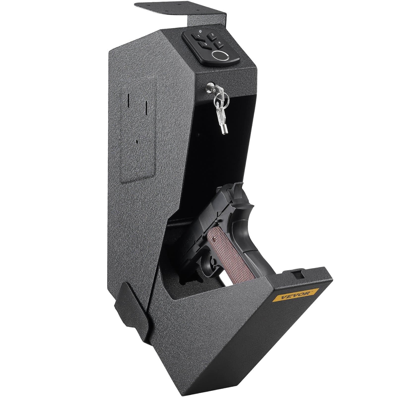 VEVOR Fingerprint Gun Safe Box – Secure Steel Pistol Storage Case with Keypad, Key & 120 Fingerprint Access, Quick Access Lock