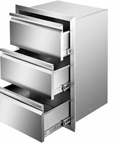 VEVOR Triple Access Drawer 201 Stainless Steel 48.3×66 cm for Outdoor BBQ Kitchen Island, Weatherproof & Rust-Resistant