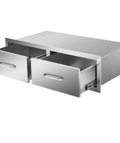VEVOR 75x25x50 см уличные двойные BBQ ящики из нержавеющей стали – горизонтальное хранение для гриль-острова или кухни на террасе