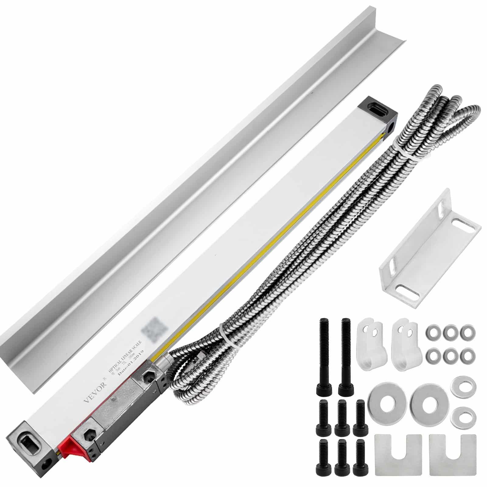 VEVOR 300mm tiksli stiklinė liniuotė su 5μm raiška, aliuminio korpusas frezavimui, tekinimui, šlifavimui