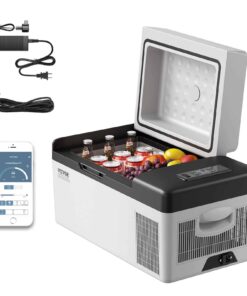 VEVOR 20L Portable Car Refrigerator Freezer with Bluetooth, LED Display, 12/24V DC & 120/240V AC for Travel, Camping, RV & Home