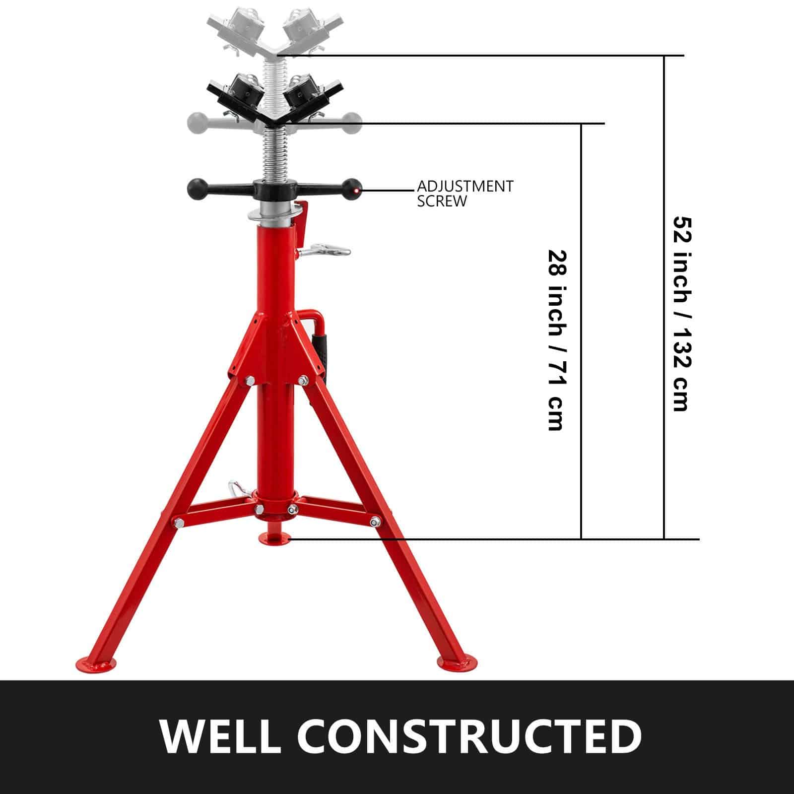 VEVOR Folding Steel Pipe Jack Stand, V-Head with 4-Ball Transfer, 2 Ton Capacity, Adjustable Height 71–131cm — Attēls 2