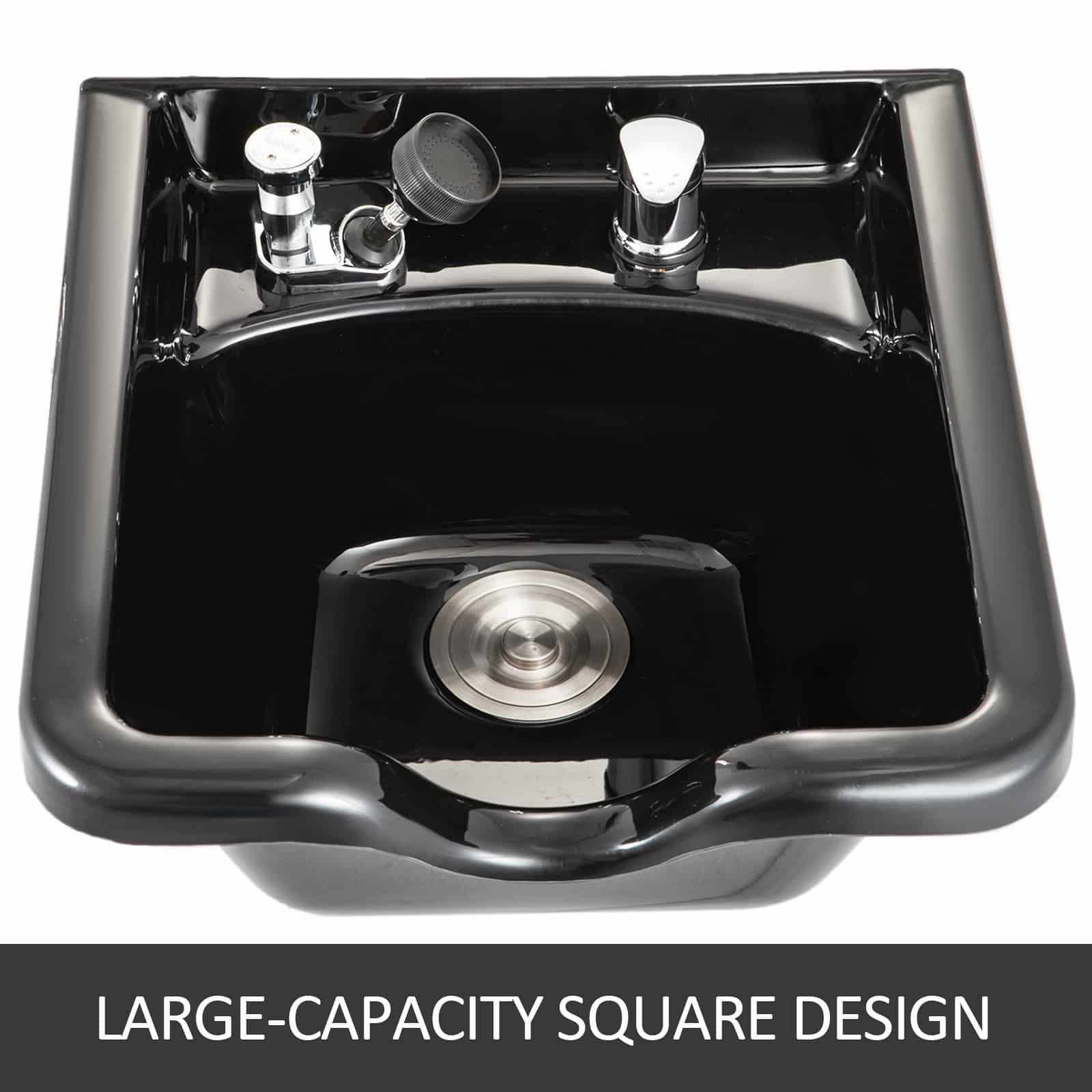 VEVOR Black ABS Shampoo Bowl with Vacuum Breaker & Adjustable Neck Rest – Wall-Mount Sink for Salon, Spa & Home Use — изображение 3