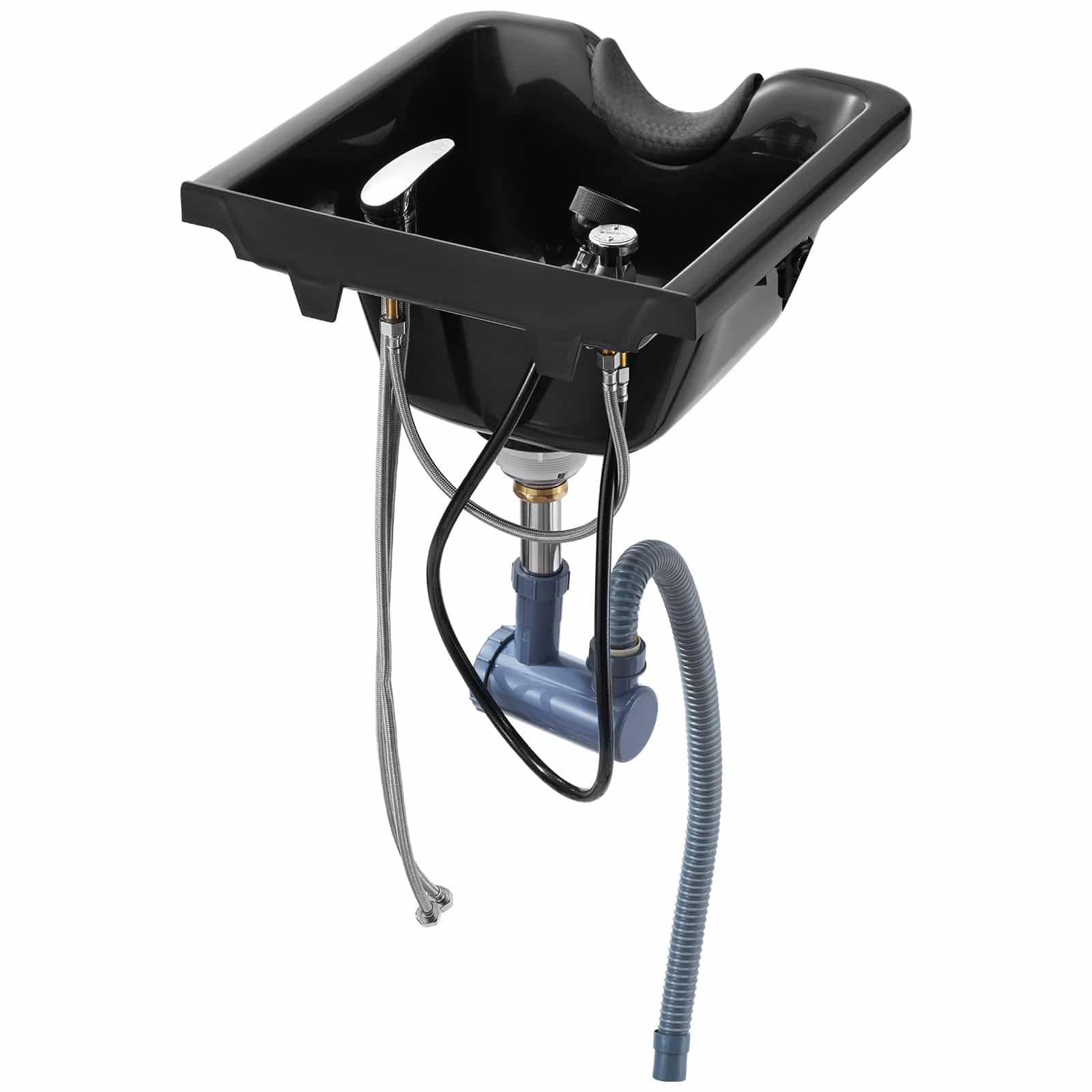 VEVOR Black ABS Shampoo Bowl with Vacuum Breaker & Adjustable Neck Rest – Wall-Mount Sink for Salon, Spa & Home Use — изображение 9