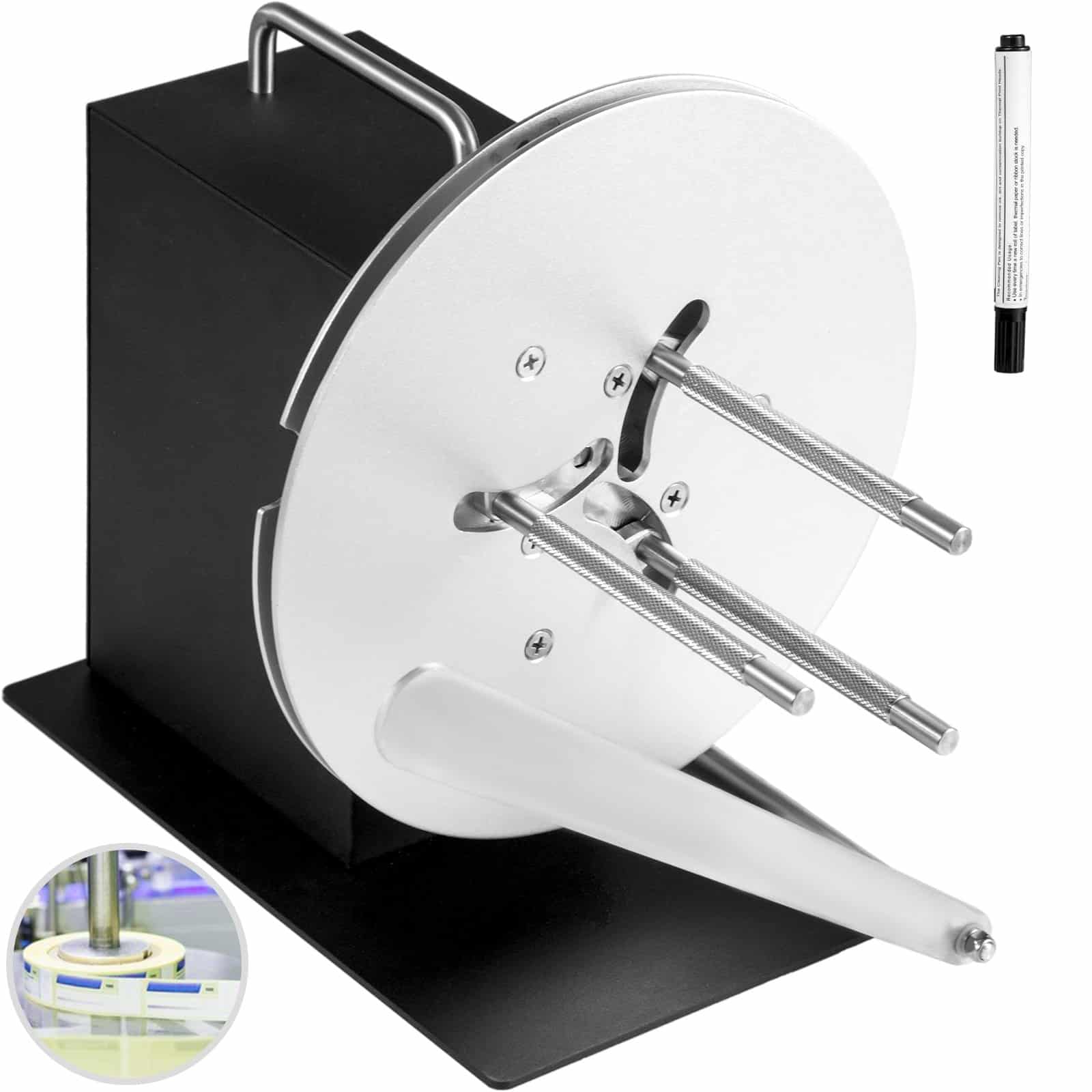 VEVOR Label Rewinder Machine, 120mm Width, 200mm Max Diameter, Bi-Directional, Adjustable Speed, for Industrial Printers