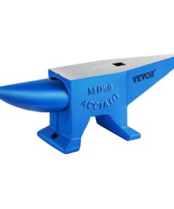 VEVOR 50kg Steel Anvil with Round & Square Holes, Single Horn, Durable Blacksmith Tool for Metal Forging & Shaping