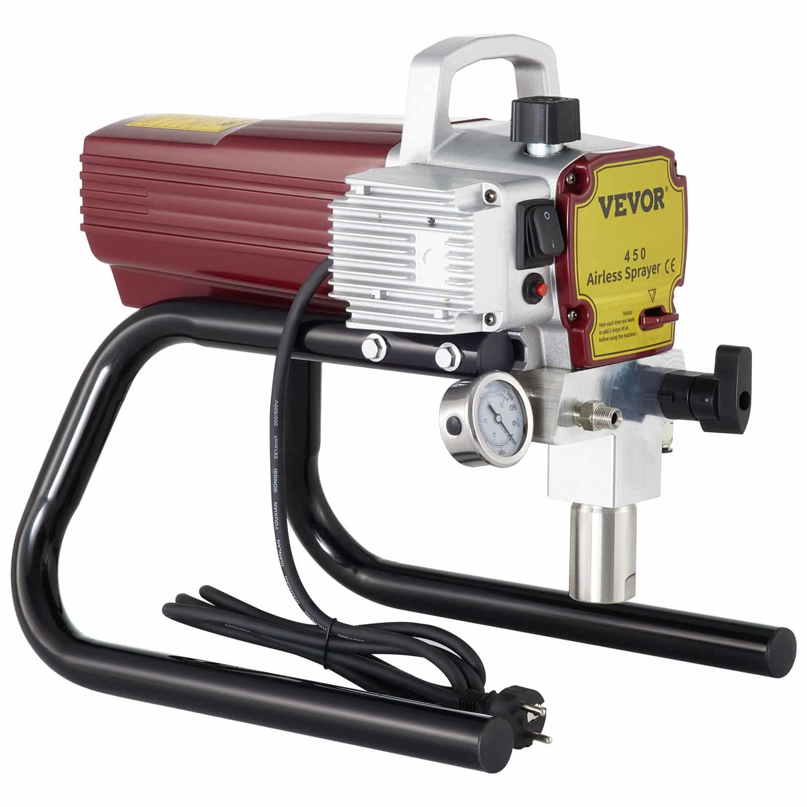 VEVOR 1500W Airless Electric Paint Sprayer Kit with 15m Hose, 22MPa Adjustable Pressure for Walls, Ceilings, Wood, Metal - Зображення 9