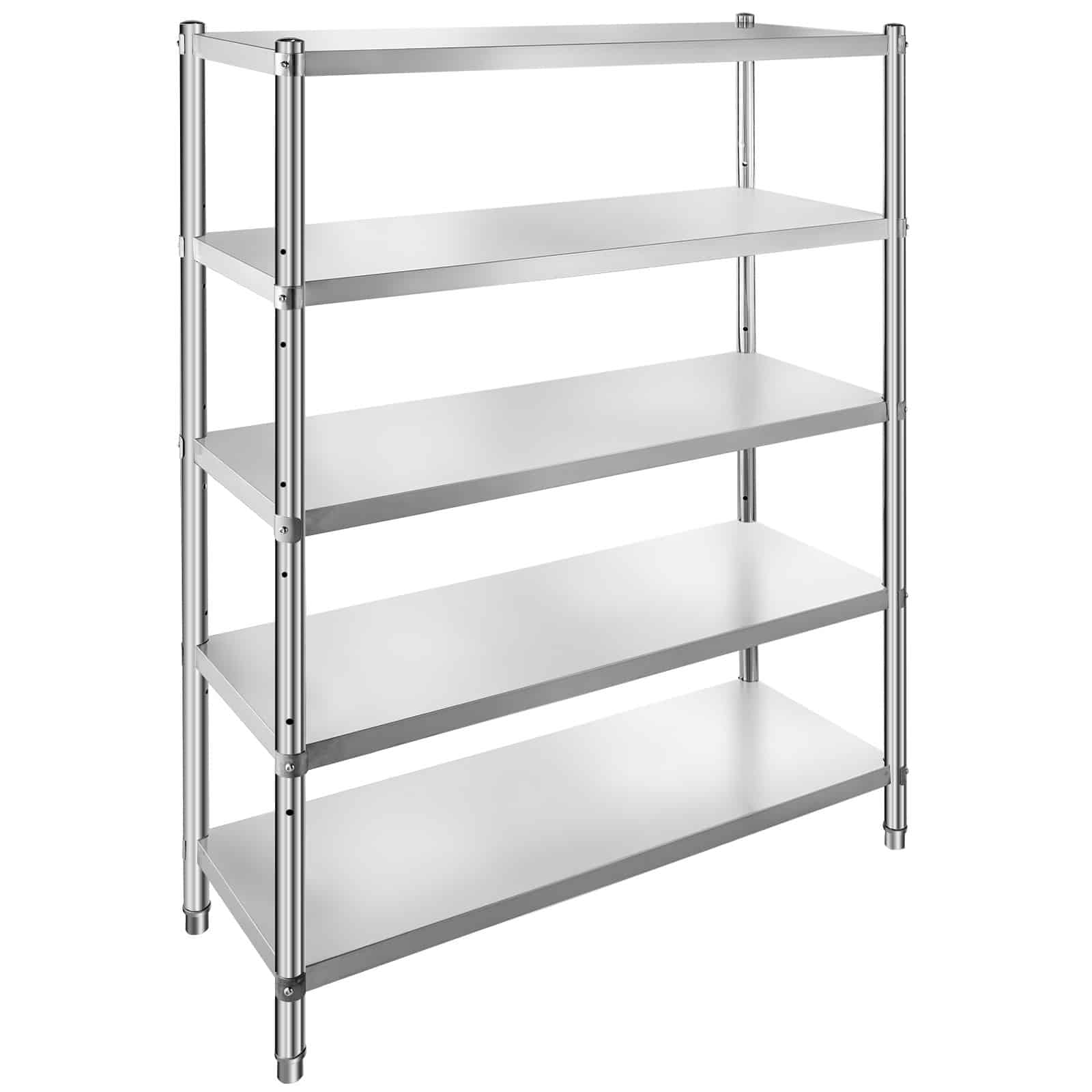 VEVOR 5-Tier Stainless Steel Adjustable Shelving Unit, 121x46x183 cm, 150 kg/tier Load, Kitchen/Garage Storage Rack - Image 11