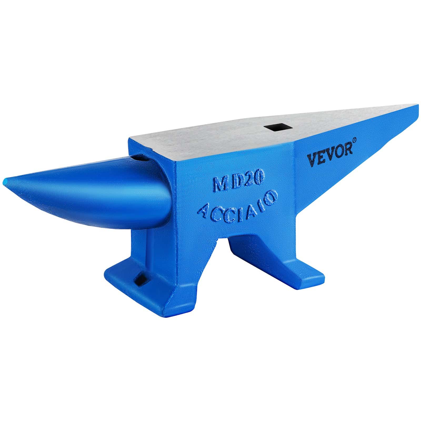 VEVOR 20 kg Steel Anvil with Single Horn – Blacksmith Forge Tool with Round & Square Holes for Metalworking & Jewelry