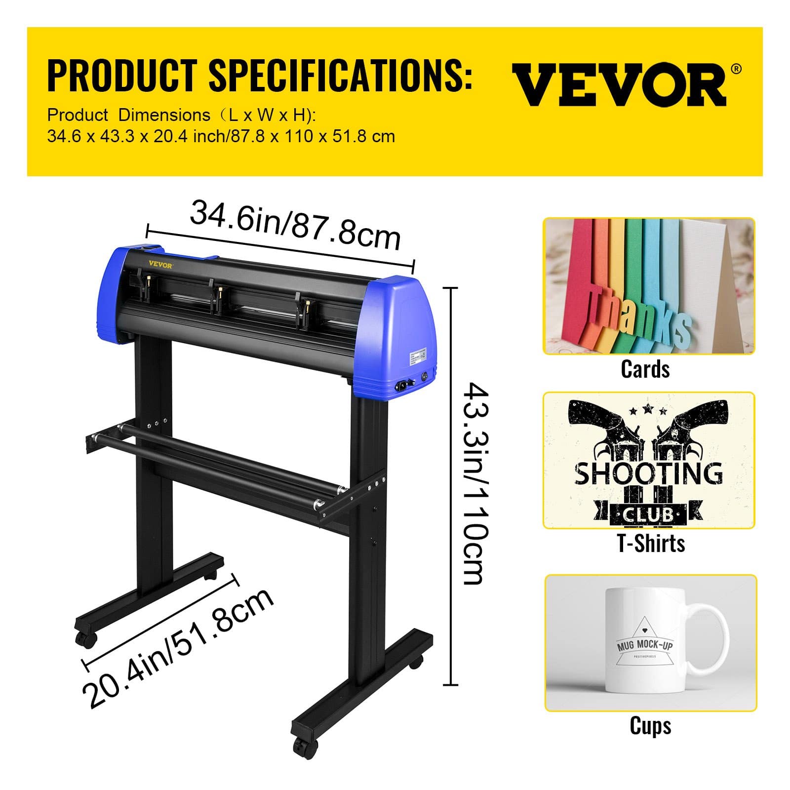 VEVOR 720mm Vinyl Cutter Plotter with Stand, 630mm Cutting Width, Adjustable Speed & Force, for Sign Making & Decals – Paveikslėlis 7