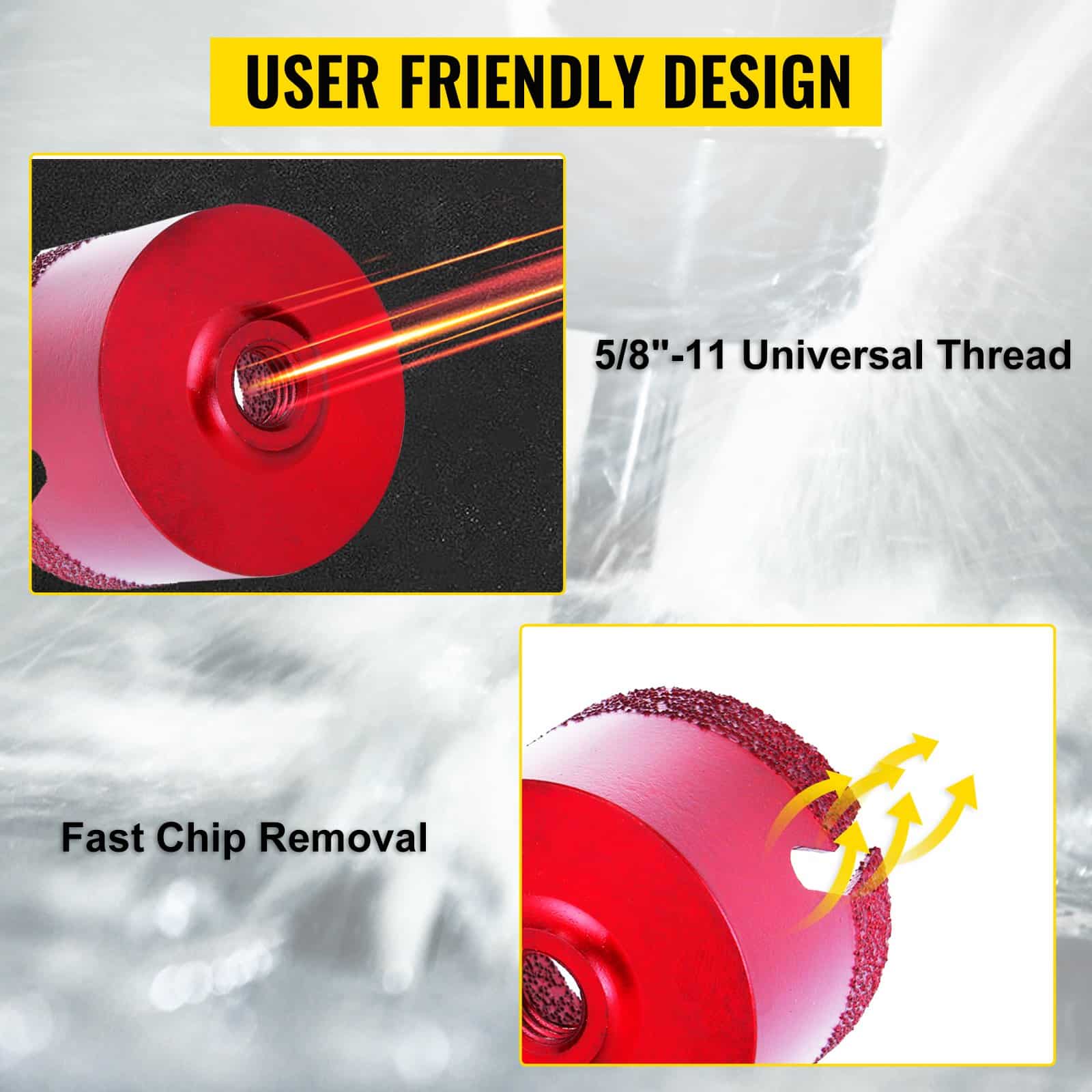 VEVOR Diamond Drill Bit Set 20–68mm – 8pcs Hole Saw Core Bits for Tile, Ceramic, Marble, Porcelain Cutting with Storage Case – Paveikslėlis 4