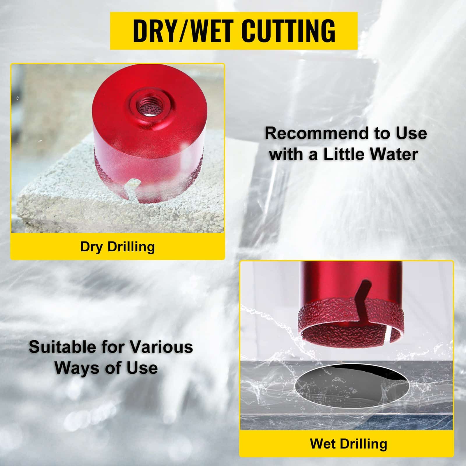 VEVOR Diamond Drill Bit Set 20–68mm – 8pcs Hole Saw Core Bits for Tile, Ceramic, Marble, Porcelain Cutting with Storage Case – Paveikslėlis 6