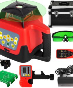 VEVOR 360° Green Beam Rotating Laser Level Kit, Self-Leveling, 500m Range, IP54, with Receiver, Remote & Carry Case