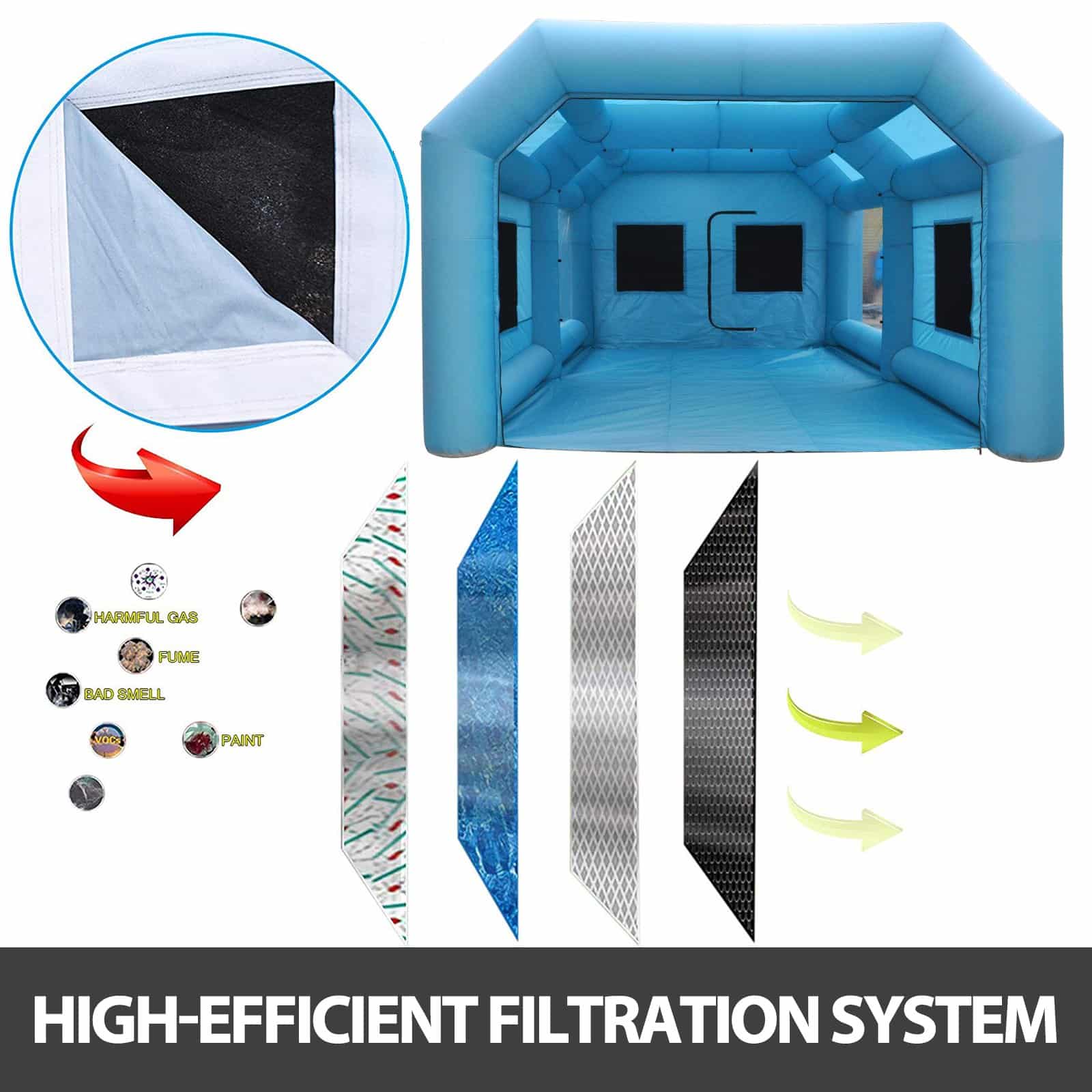 VEVOR Inflatable Paint Booth Tent 6x3x2.5m with 2 Blowers, 210D Oxford Fabric, Durable Car Spray Workstation - Зображення 4
