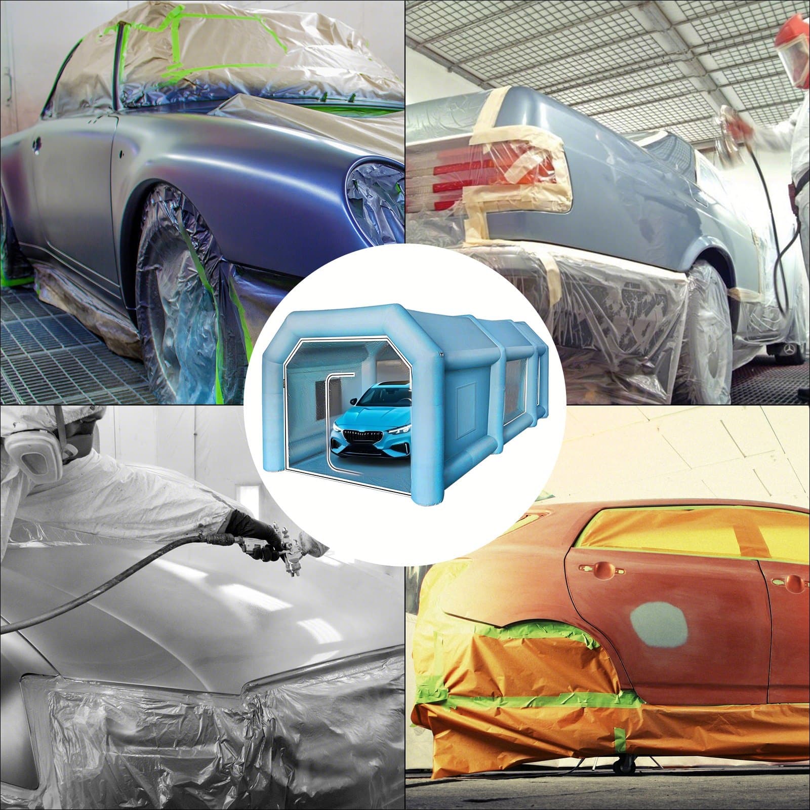 VEVOR Inflatable Paint Booth Tent 6x3x2.5m with 2 Blowers, 210D Oxford Fabric, Durable Car Spray Workstation - Зображення 7