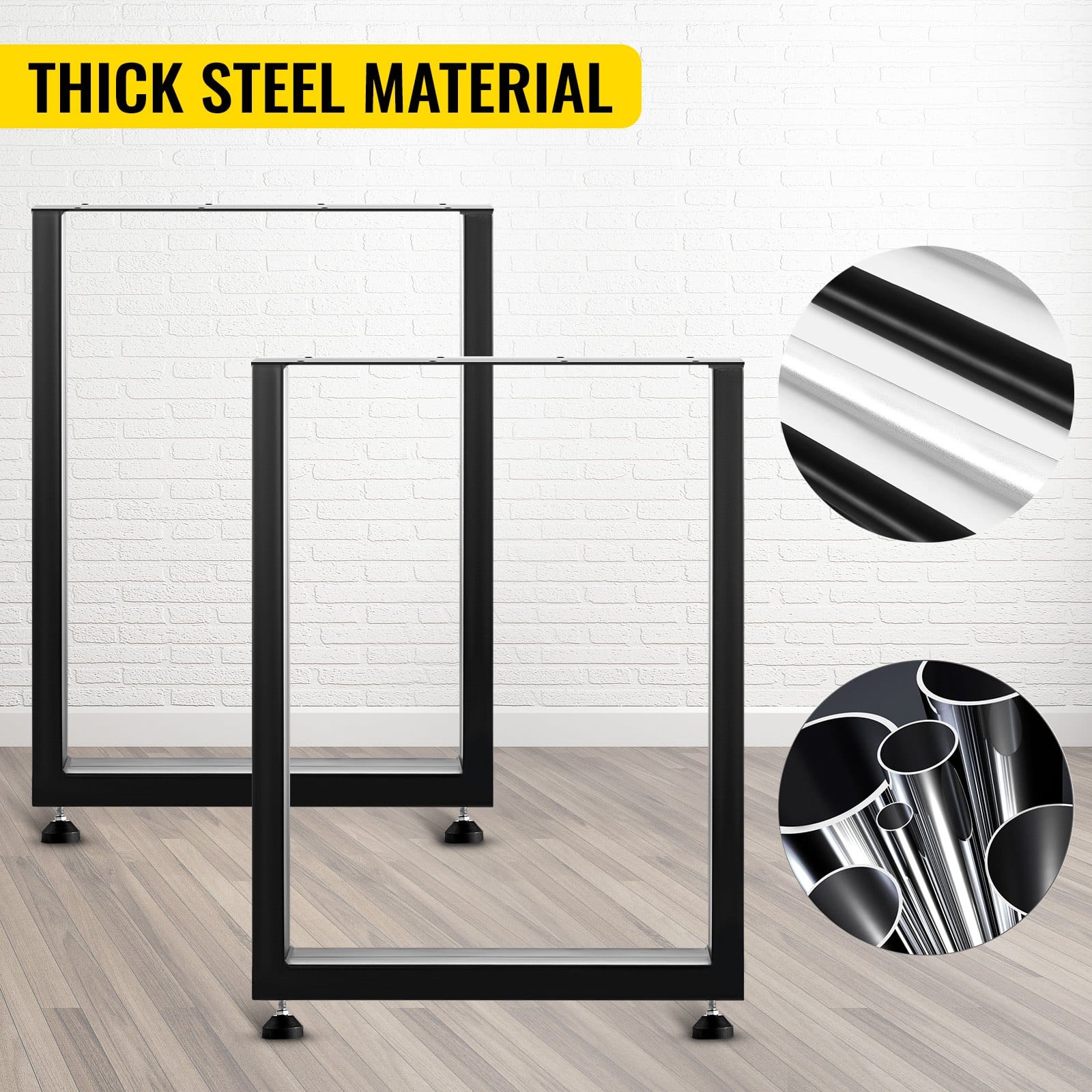 VEVOR Black Steel Table Legs Set of 2 – 72x60 cm Heavy-Duty Industrial Metal Legs for DIY Dining, Office, or Bench Furniture — изображение 2