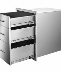 VEVOR Уличные кухонные ящики 35.6x51.6x58.4 см, тройные ящики из нержавеющей стали для BBQ с ручкой