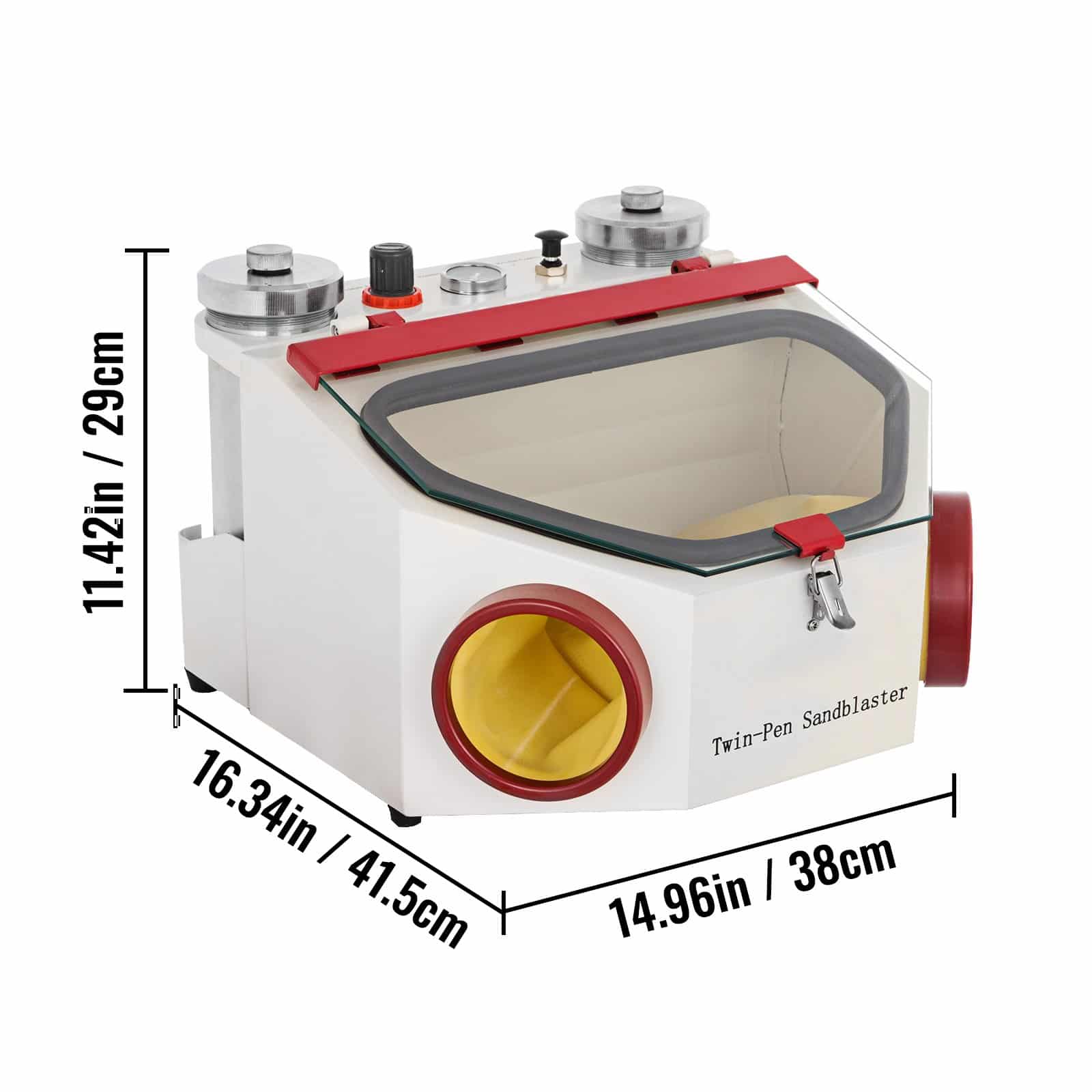 VEVOR Dental Sandblaster Machine with 2 Pens, 2 Metal Tanks, LED Light, Large Window & Foot Pedal – For Dental & Jewelry Use - Зображення 8