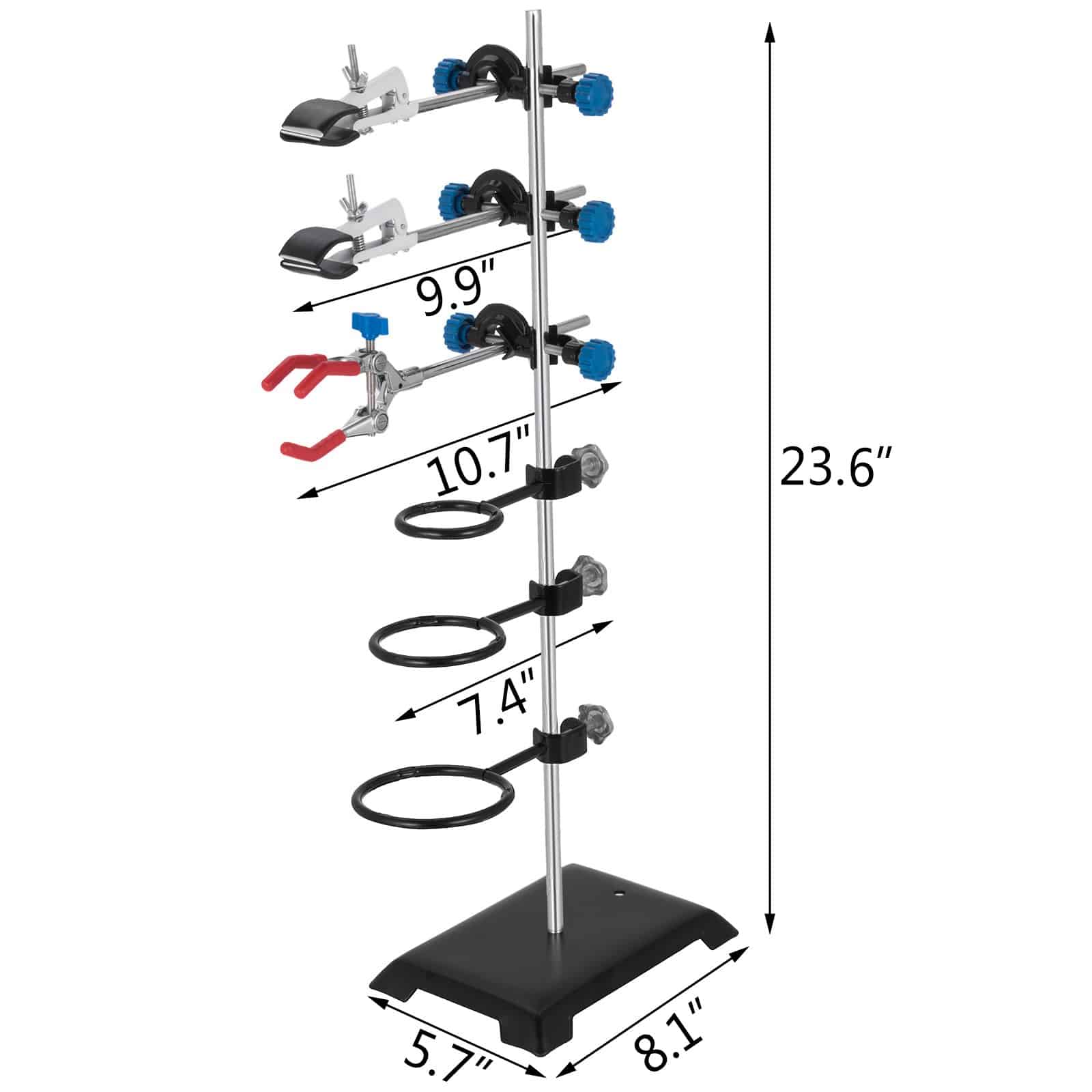 VEVOR 60cm Laboratory Support Stand Set with Clamps and Hoops, Stainless Steel & Cast Iron for Chemistry & Physics Experiments - Зображення 8