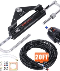 VEVOR Marine Hydraulic Steering Kit for Boats, 150HP (112kW), with Helm Pump, Lock Cylinder & 6.1m Hoses, Single Engine Use