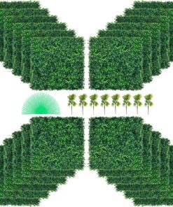 VEVOR Искусственные Панели Самшита 24шт 50x50см, УФ-стойкие Зеленые Живые Стены для Украшения и Забора Внутри и Снаружи