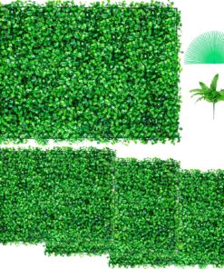 VEVOR 4pcs Искусственные панели из самшита 61x40 см, толщина 4 см, устойчивая к ультрафиолетовому излучению зеленая стена для конфиденциальности и декора в помещении/на открытом воздухе