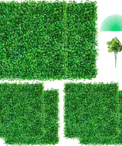 VEVOR 6шт 50x50см Искусственные Панели Живой Изгороди Самшита, 4см Зелёная Трава, УФ-стойкий Забор для Декора Внутри/Снаружи