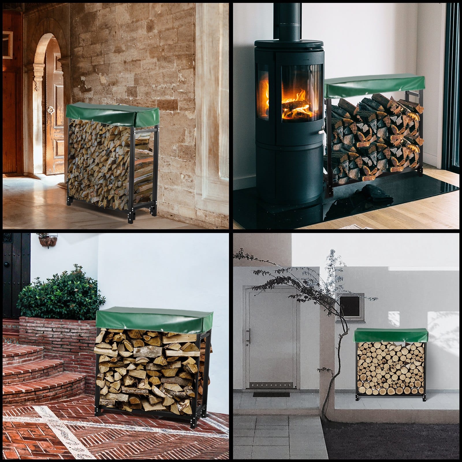 VEVOR 183 cm Outdoor Firewood Log Rack with Cover & Tools, Heavy-Duty Steel Frame, 590 kg Capacity, Rust-Resistant — изображение 7