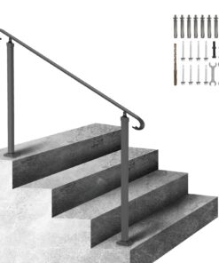 VEVOR чёрные кованые перила для 2–3 ступеней, регулируемые уличные перила с комплектом для установки на бетон или дерево