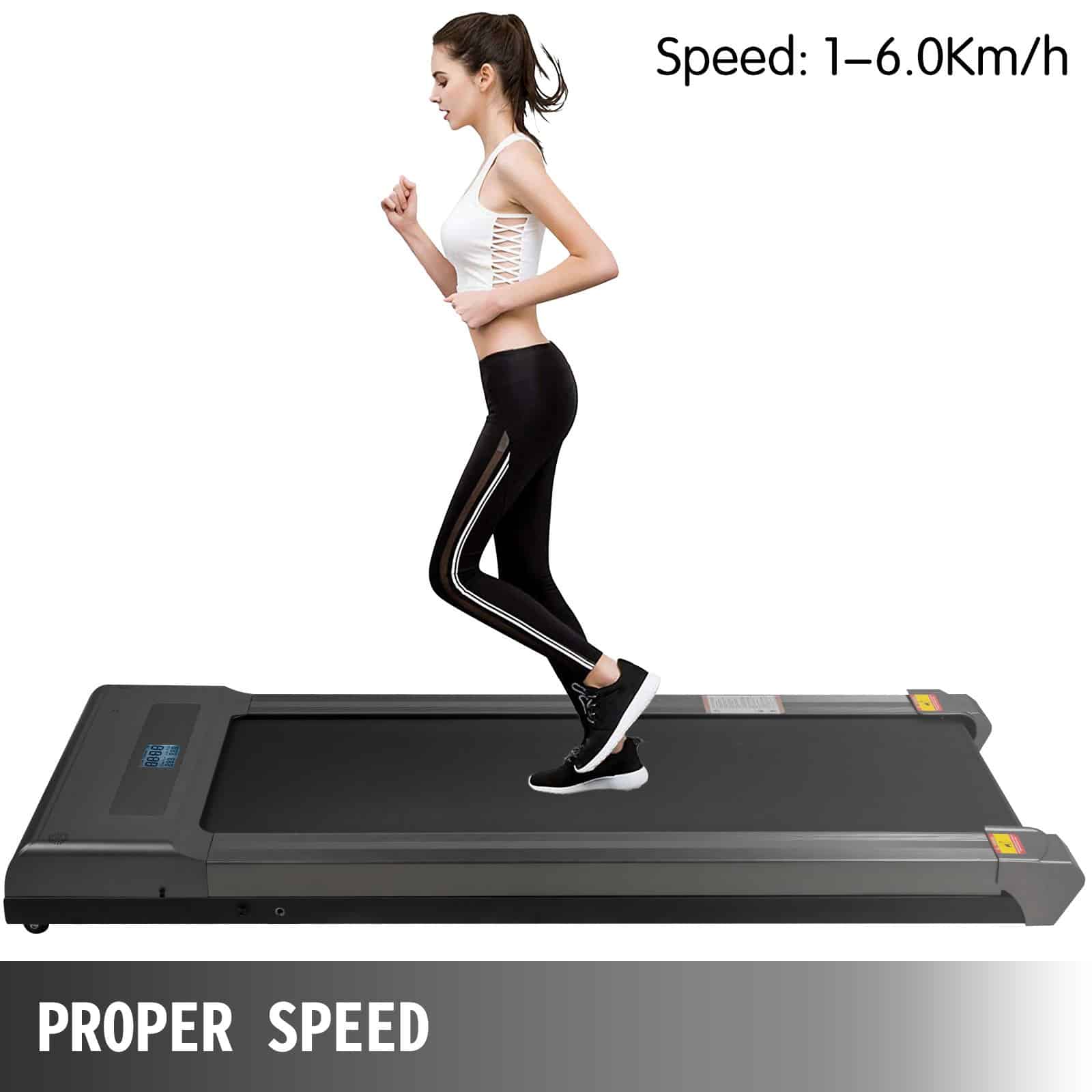 VEVOR Under Desk Treadmill 1–6 km/h, LED Display, Remote Control, Quiet Portable Walking Pad for Home Office, Gray, No Handrail — attēls 6