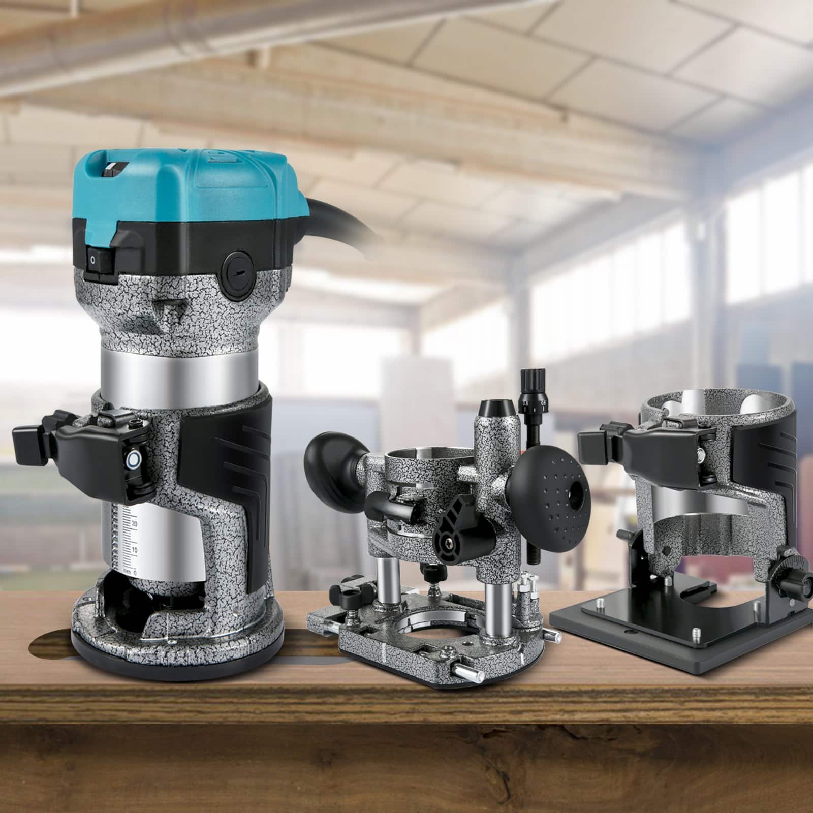 VEVOR 710W Wood Router Tool with 3 Collets, Fixed/Plunge/Tilt Base, 13000–33000 RPM, Aluminum Housing for Woodworking - Image 8