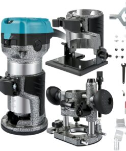 Фрезер VEVOR 710 Вт по дереву с 3 цангами, фиксированная/погружная/наклонная база, 13000–33000 об/мин, алюминиевый корпус