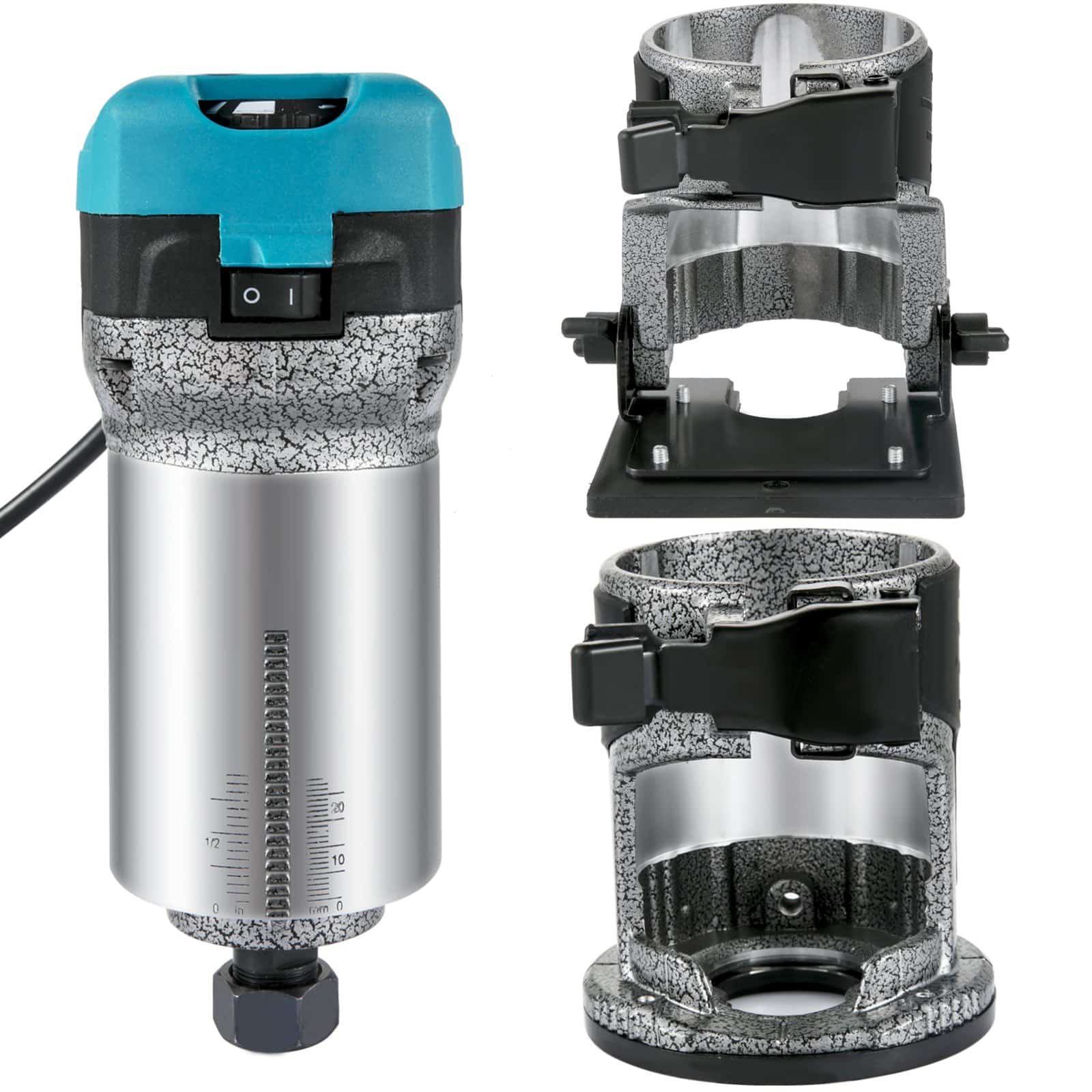 VEVOR 710W Wood Router Tool with 3 Collets, Fixed/Plunge/Tilt Base, 13000–33000 RPM, Aluminum Housing for Woodworking - Image 9