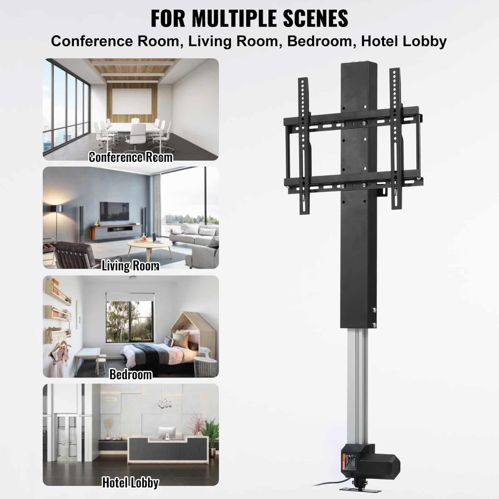 VEVOR Motorized TV Lift 71.1 cm Stroke, Fits 66–144.8 cm TVs, Remote Control, 59.9 kg Load, Height Adjustable Mount — attēls 6