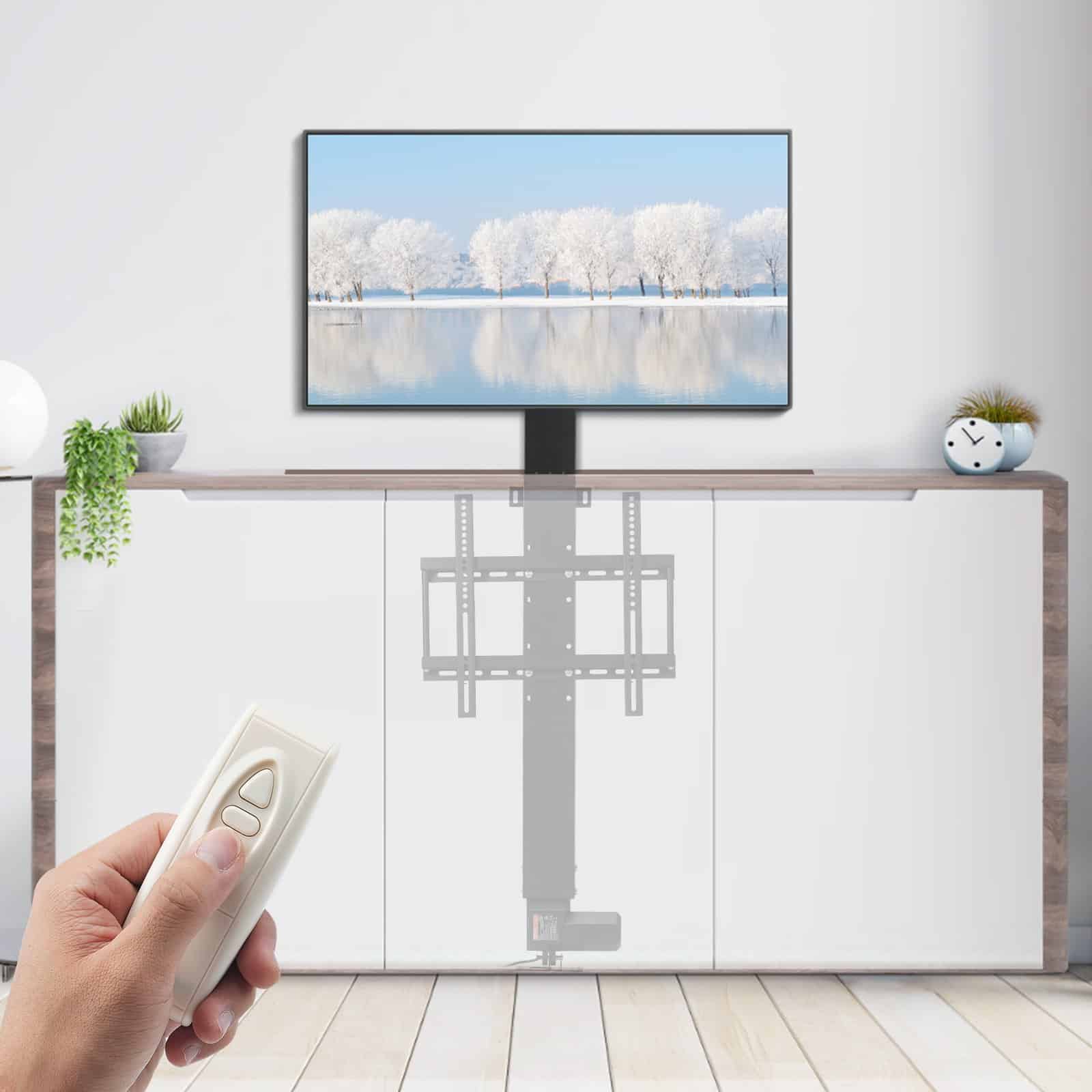 VEVOR Motorized TV Lift 71.1 cm Stroke, Fits 66–144.8 cm TVs, Remote Control, 59.9 kg Load, Height Adjustable Mount — attēls 8