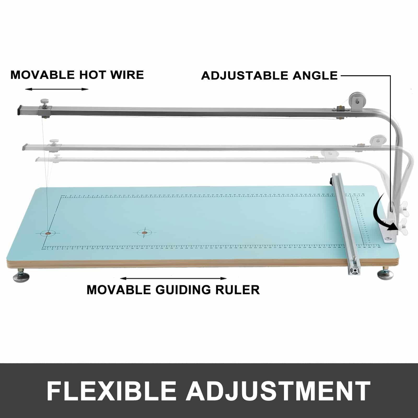 VEVOR Hot Wire Foam Cutting Machine with Scaled Workbench, Adjustable Angle, 77x36cm, 26cm Height, for Foam, Sponge, KT Board — attēls 2