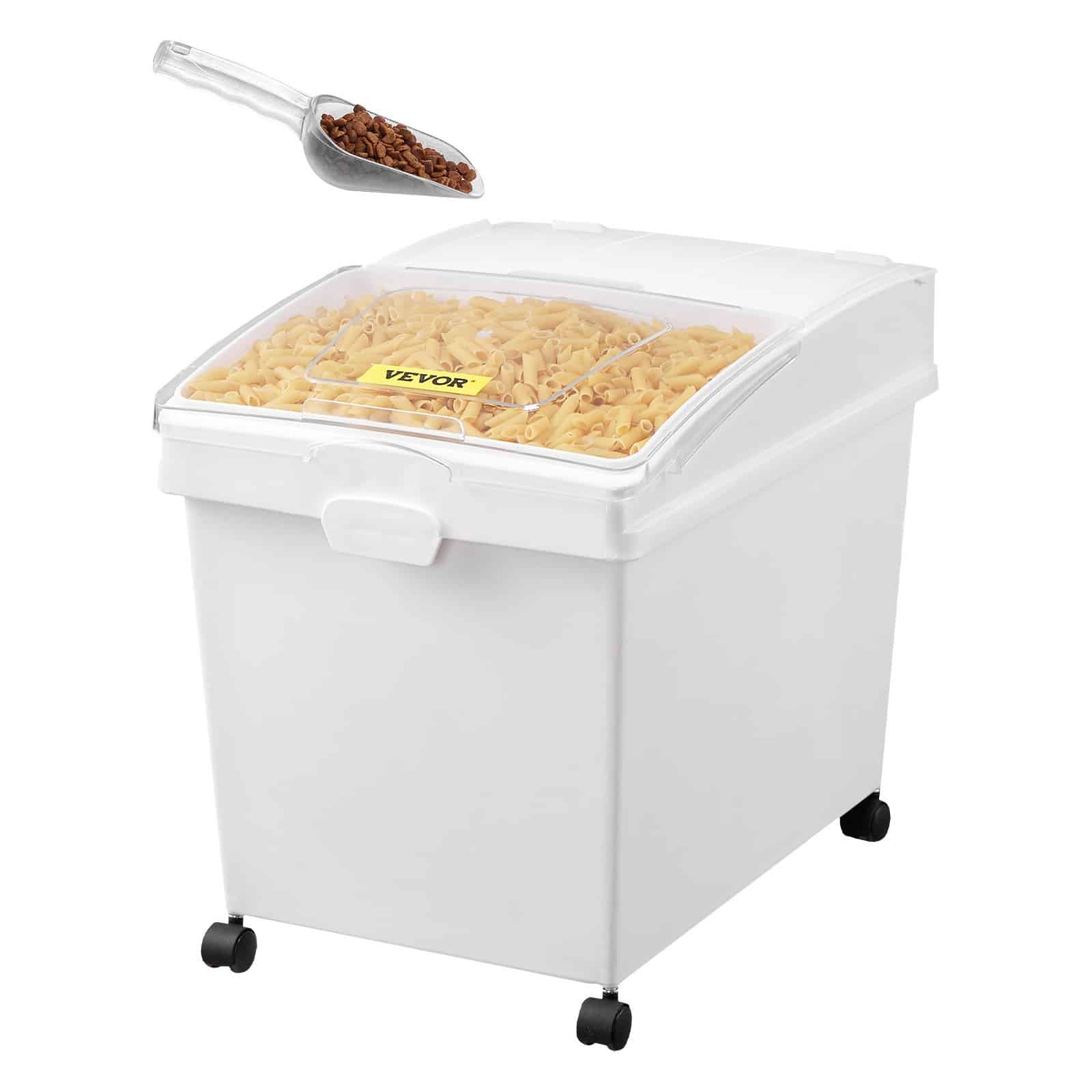 VEVOR 33.3L Airtight Ingredient Storage Bins Set of 3, PP Food-Grade Bins with Wheels, Scoop & Sliding Lid - білий