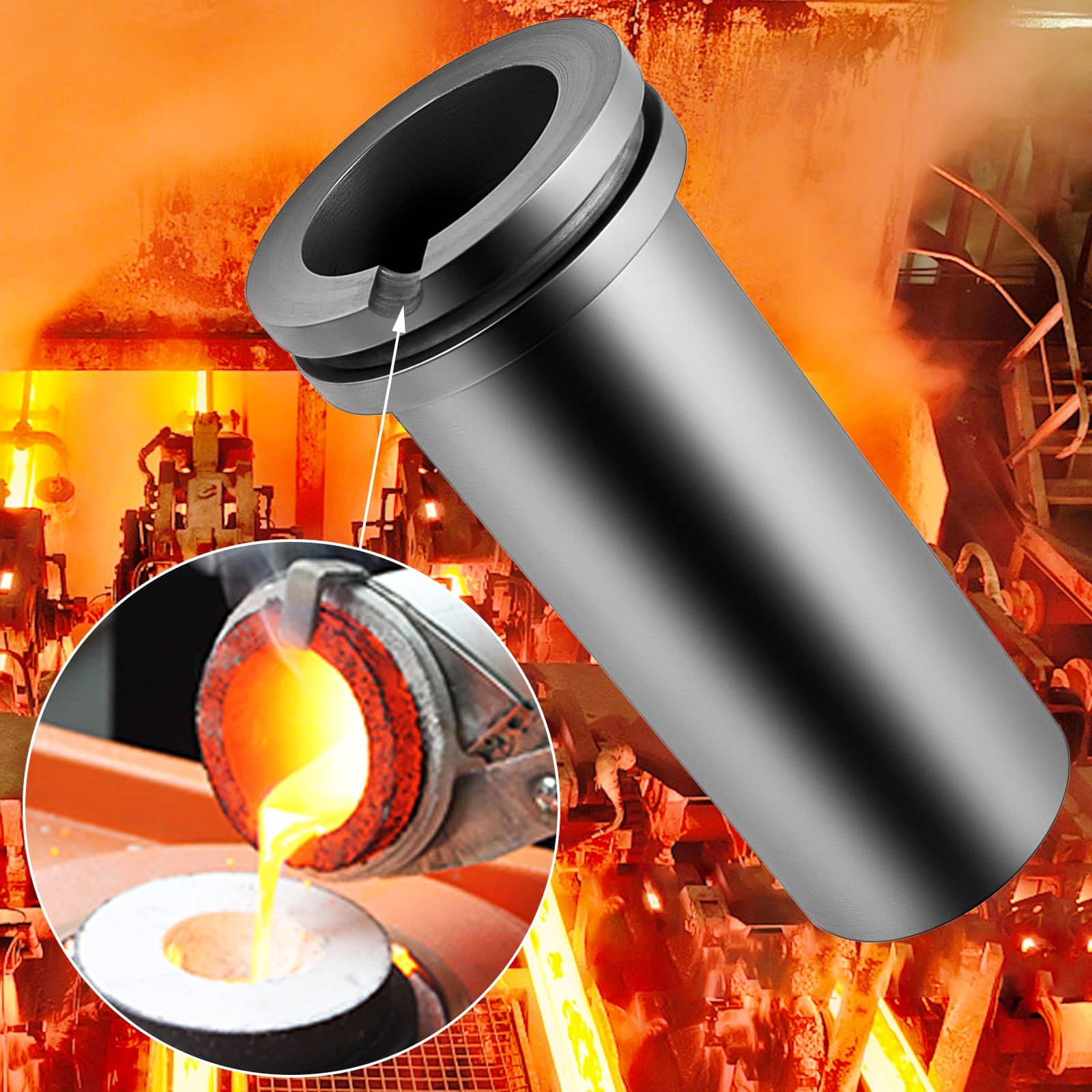 VEVOR 3 kg High-Purity Graphite Crucible for Metal Melting – Gold, Silver, Copper, Aluminum | 1300℃ Smelting Furnace — изображение 5