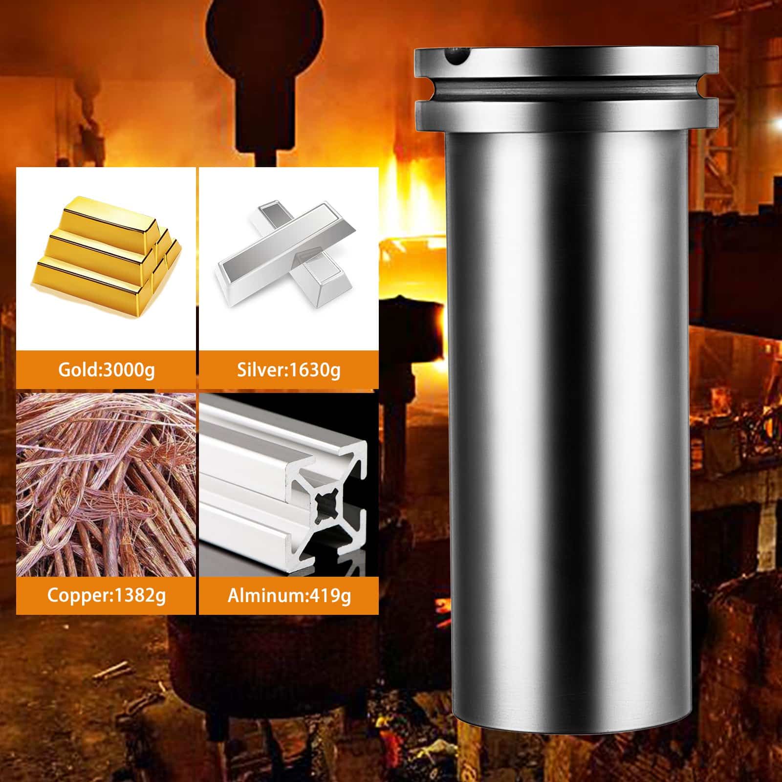 VEVOR 3 kg High-Purity Graphite Crucible for Metal Melting – Gold, Silver, Copper, Aluminum | 1300℃ Smelting Furnace — изображение 7
