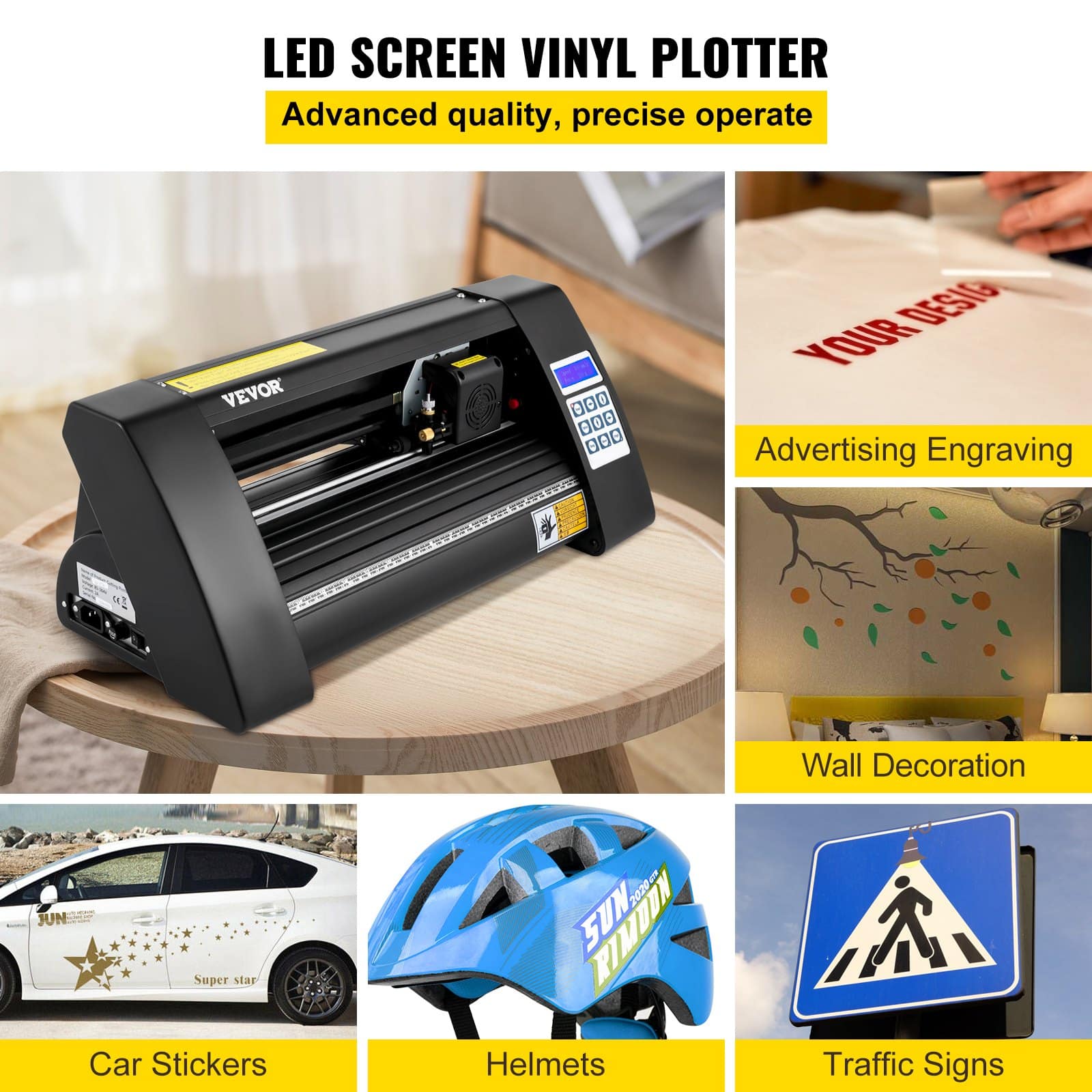 VEVOR 375mm Vinyl Cutter Plotter with LED Display & Optical Eye, Compatible with SignCut Mac/Windows for Contour Cutting — изображение 2