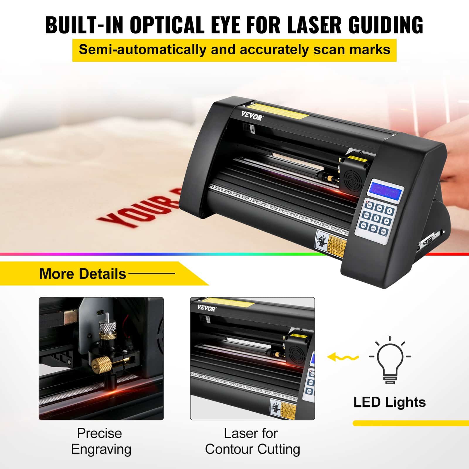 VEVOR 375mm Vinyl Cutter Plotter with LED Display & Optical Eye, Compatible with SignCut Mac/Windows for Contour Cutting — изображение 4