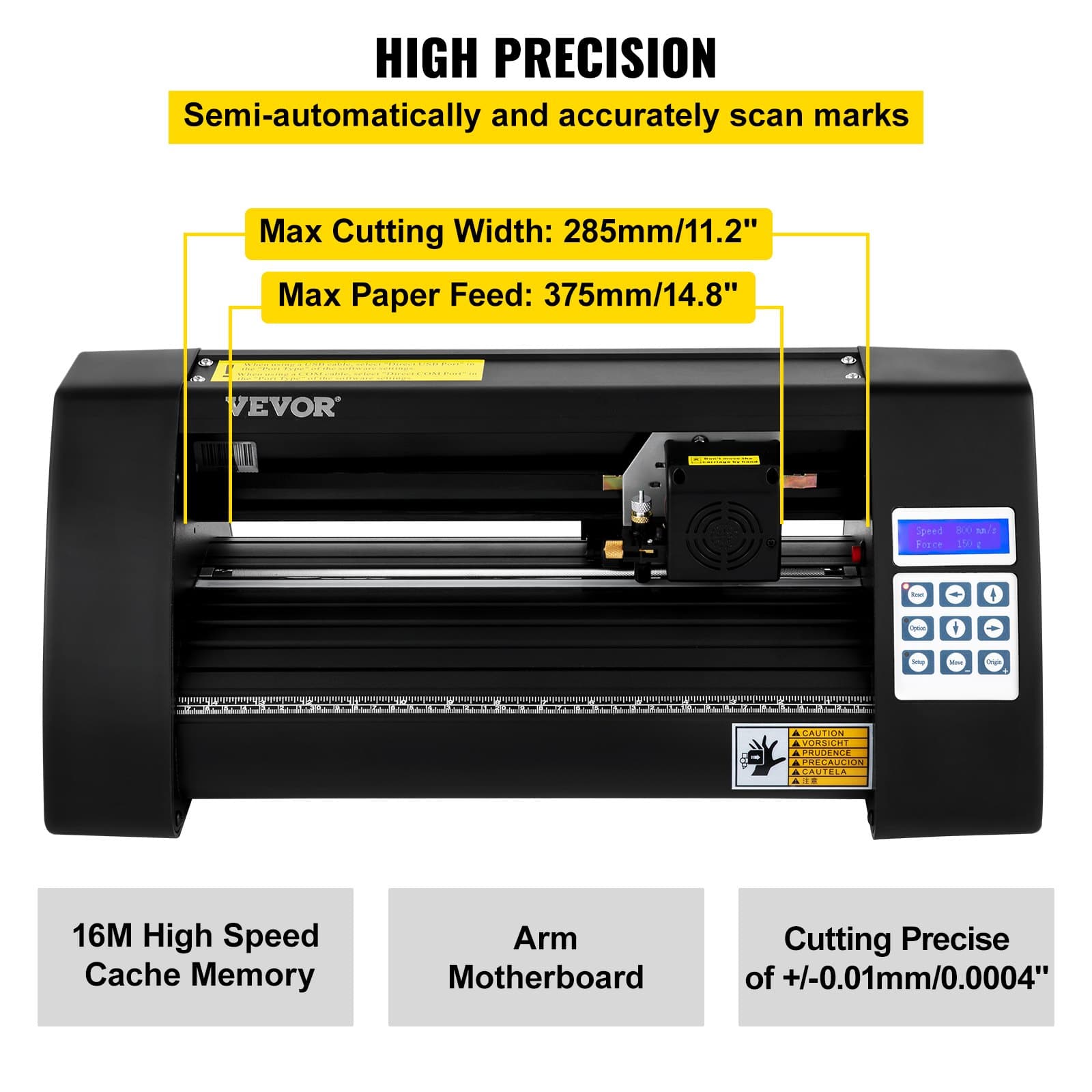 VEVOR 375mm Vinyl Cutter Plotter with LED Display & Optical Eye, Compatible with SignCut Mac/Windows for Contour Cutting — изображение 5