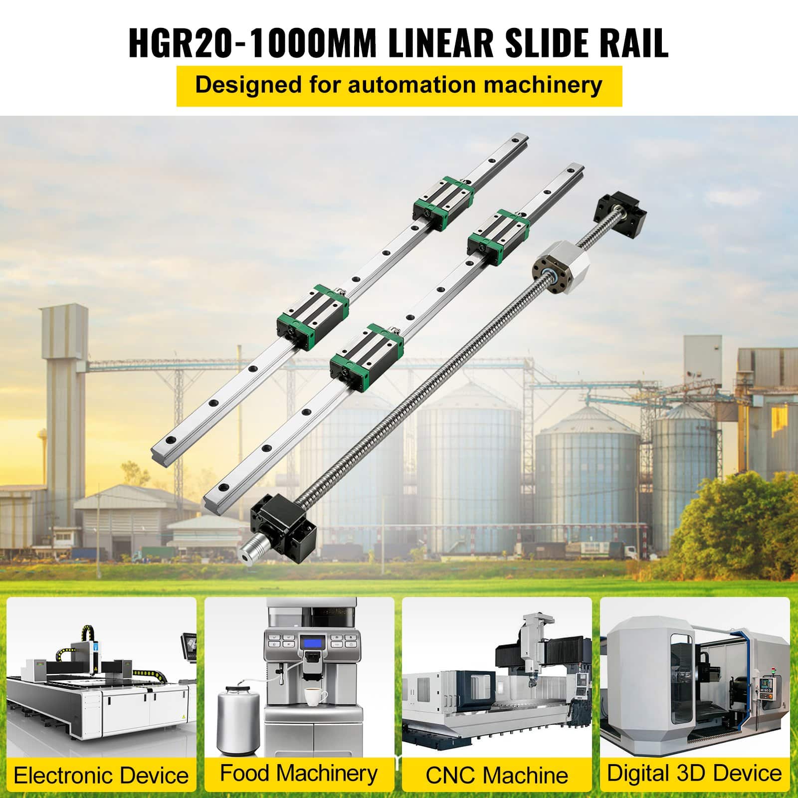 VEVOR CNC Linear Guide Kit: 2x HGR20 1000mm Rails, RM1605 Ballscrew with BF12/BK12 Supports for CNC Routers, Lathes, Mills - Image 2